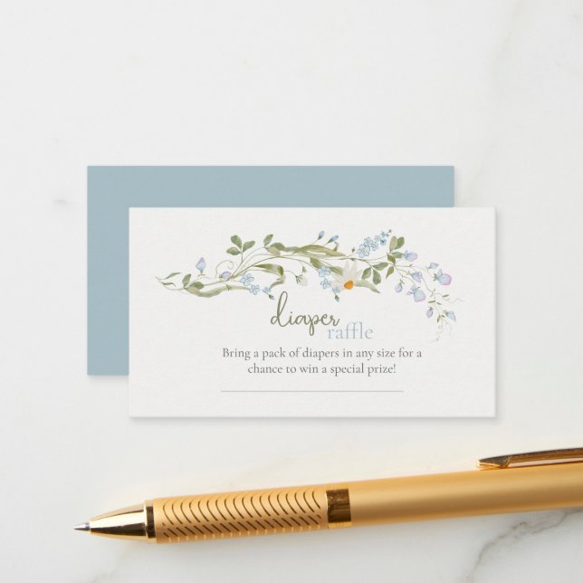 Watercolor Wildflower Baby Shower Diaper Raffle Enclosure Card (Front/Back In Situ)
