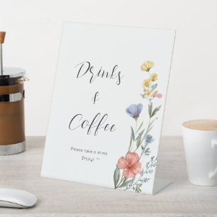Watercolor Wildflower Baby Shower Drinks & Coffee Pedestal Sign