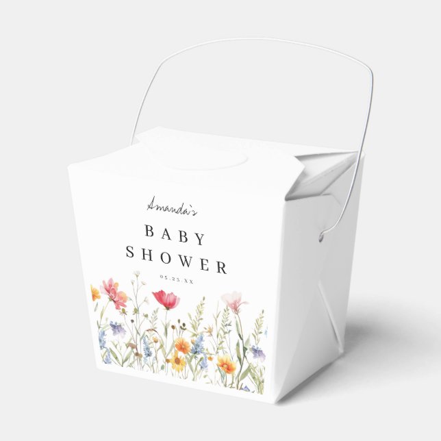 Watercolor Wildflower Baby Shower Favour Boxes (Front Side)