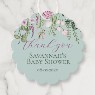 Watercolor Wildflower Baby Shower Floral Thank You Favour Tags