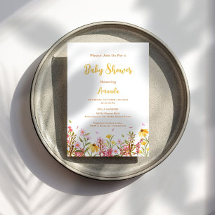 Watercolor Wildflower Baby Shower Invitation