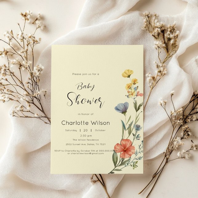 Watercolor Wildflower Baby Shower Invitation (Creator Uploaded)