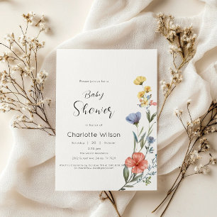 Watercolor Wildflower Baby Shower Invitation