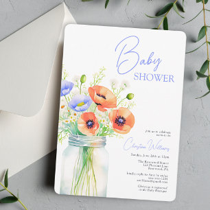 Watercolor Wildflower Baby Shower Invitation