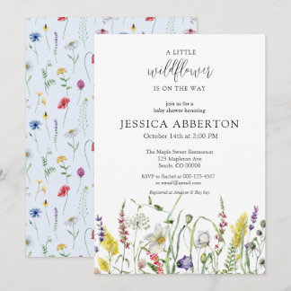 Watercolor Wildflower Baby Shower Invitation