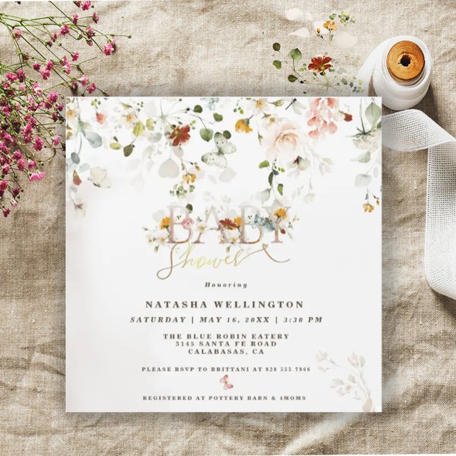 Watercolor Wildflower Baby Shower Magnetic Card (Creator Uploaded)