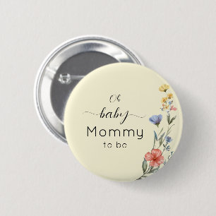 Watercolor Wildflower Baby Shower Mummy-to-be 6 Cm Round Badge