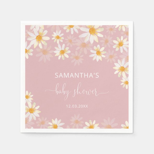 Watercolor wildflower Baby Shower Napkin (Front)