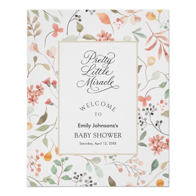 Watercolor Wildflower Baby Shower Party Signs (Front)