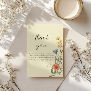 Watercolor Wildflower Baby Shower Thank You Card