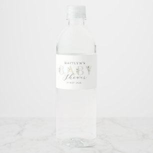 Watercolor Wildflower Baby Shower Water Bottle Label