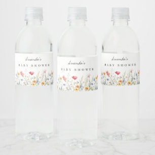 Watercolor Wildflower Baby Shower Water Bottle Label