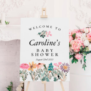 Watercolor Wildflower Baby Shower Welcome Sign