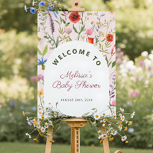 Watercolor Wildflower Baby Shower Welcome Sign