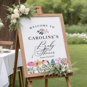 Watercolor Wildflower Baby Shower Welcome Sign