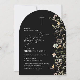 watercolor wildflower baptism invitation
