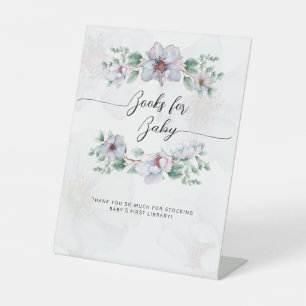 Watercolor wildflower bloom books guest pedestal sign