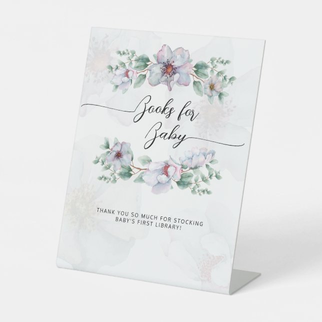 Watercolor wildflower bloom books guest  pedestal sign (Front)