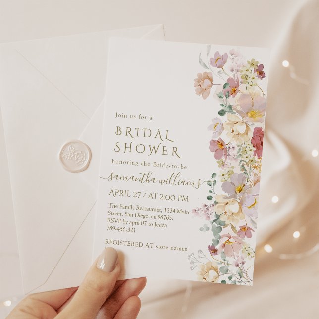 Watercolor Wildflower Bloom Spring Bridal Shower Invitation (Creator Uploaded)