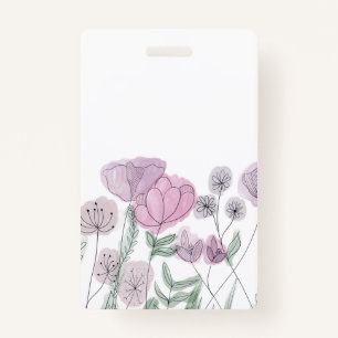 Watercolor Wildflower Blooms  ID Badge