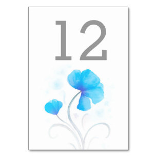 Watercolor wildflower blue wedding table number