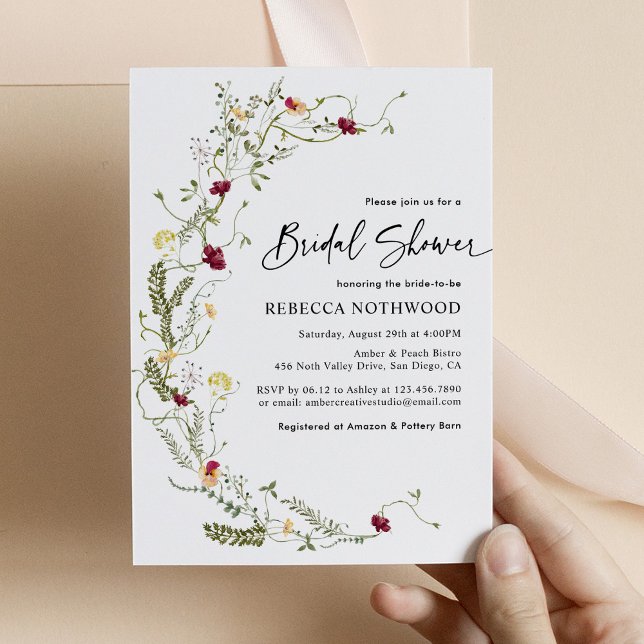 Watercolor Wildflower Boho Bridal Shower Invitation (Creator Uploaded)