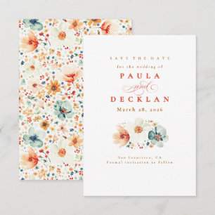 Watercolor Wildflower Boho Earthy Save the Date