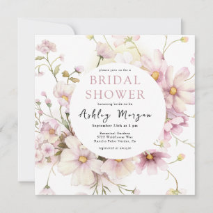 Watercolor Wildflower Boho Flower Bridal Shower Invitation