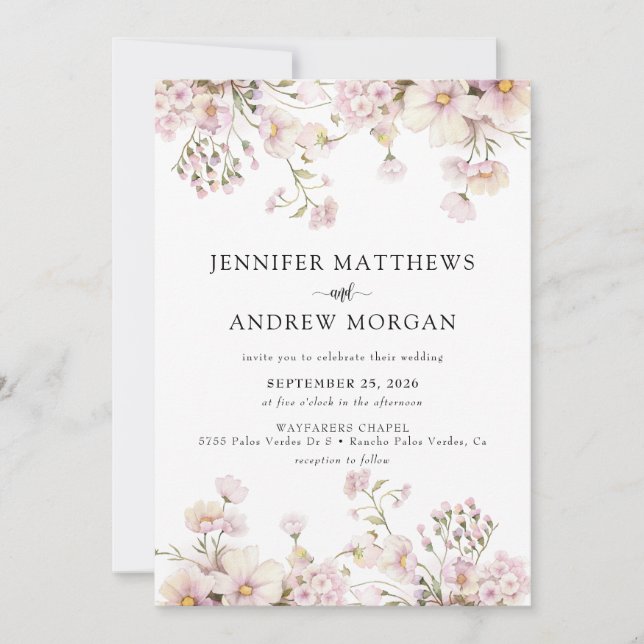 Watercolor Wildflower | Boho Flower Wedding Invitation (Front)
