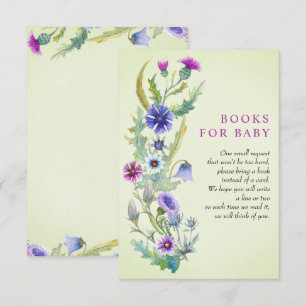 Watercolor wildflower Books for Baby Baby Shower Enclosure Card