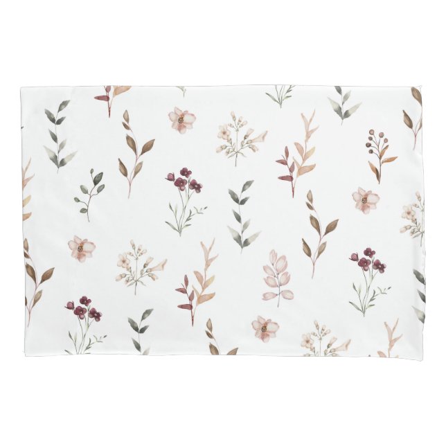 Watercolor Wildflower Botanical Floral Pillowcase (Front)