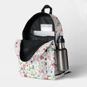 Watercolor Wildflower Botanical Garden Pattern Printed Backpack