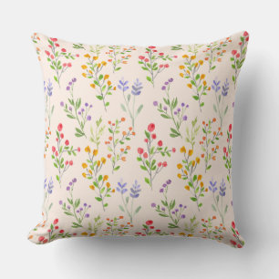 Watercolor Wildflower Botanical Pattern  Cushion