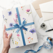 Watercolor Wildflower Botanical Wrapping Paper