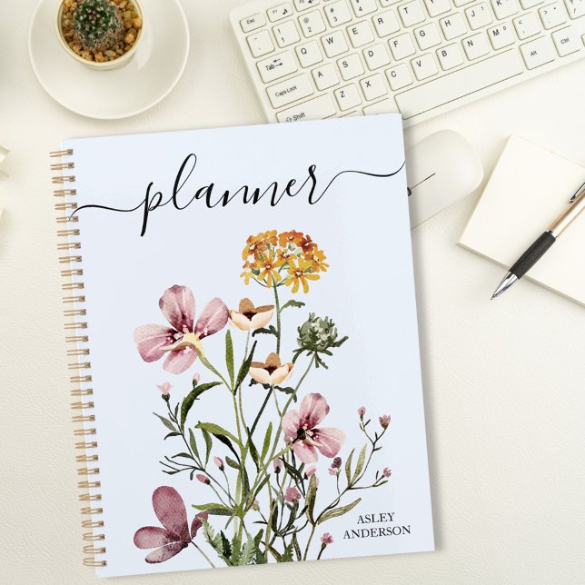 Watercolor Wildflower Bouquet #1 Planner (In situ)