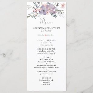 Watercolor Wildflower Bouquet Wedding Menu
