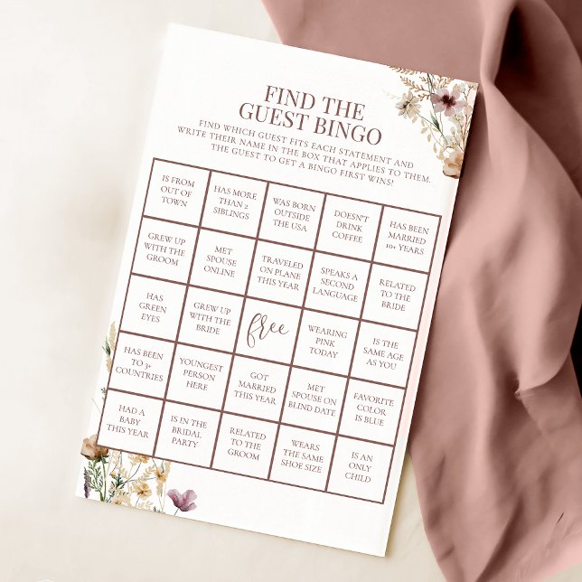 Watercolor Wildflower Bridal Shower Bingo Game (Creator Uploaded)