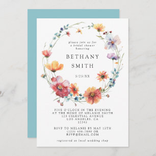 Watercolor Wildflower Bridal Shower Invitation