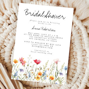 Watercolor Wildflower Bridal Shower Invitation