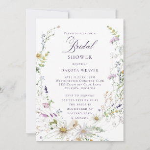 Watercolor Wildflower Bridal Shower Invitation