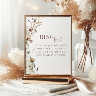 Watercolor Wildflower Bridal Shower Ring Hunt Game Poster