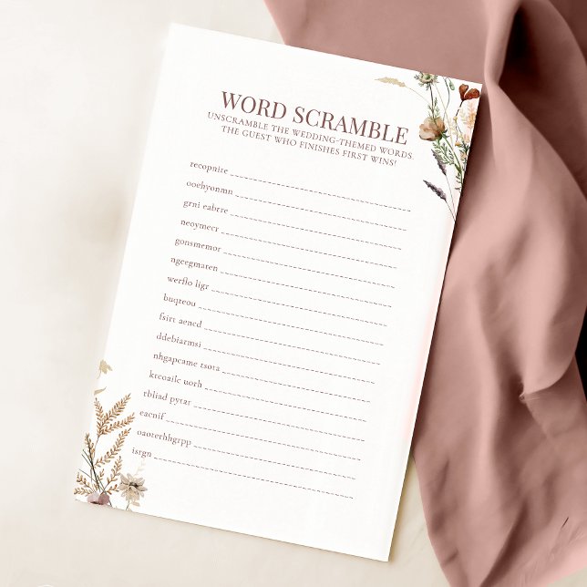 Watercolor Wildflower Bridal Word Scramble Game (Creator Uploaded)