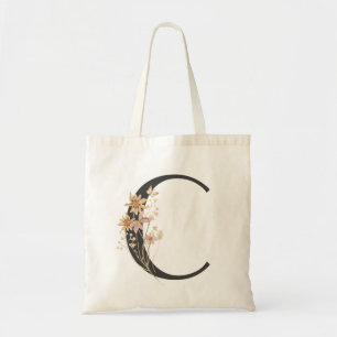Watercolor Wildflower Bridesmaid Initial "C" Tote Bag