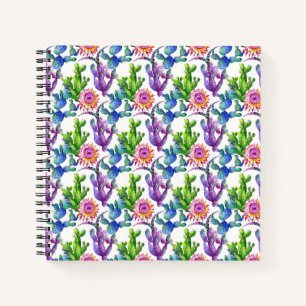 Watercolor Wildflower Cactus Pattern Notebook
