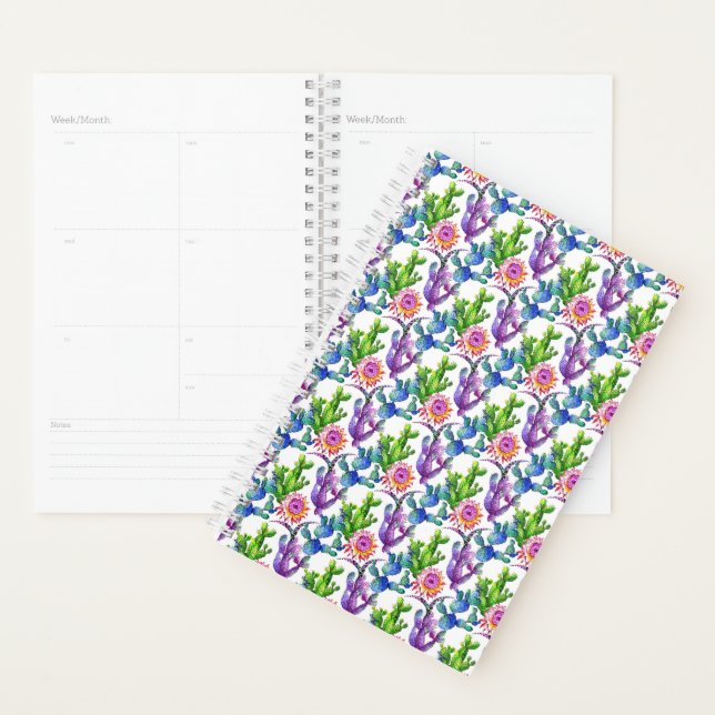 Watercolor Wildflower Cactus Pattern Planner (Display)