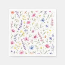Watercolor Wildflower Cocktail Napkin