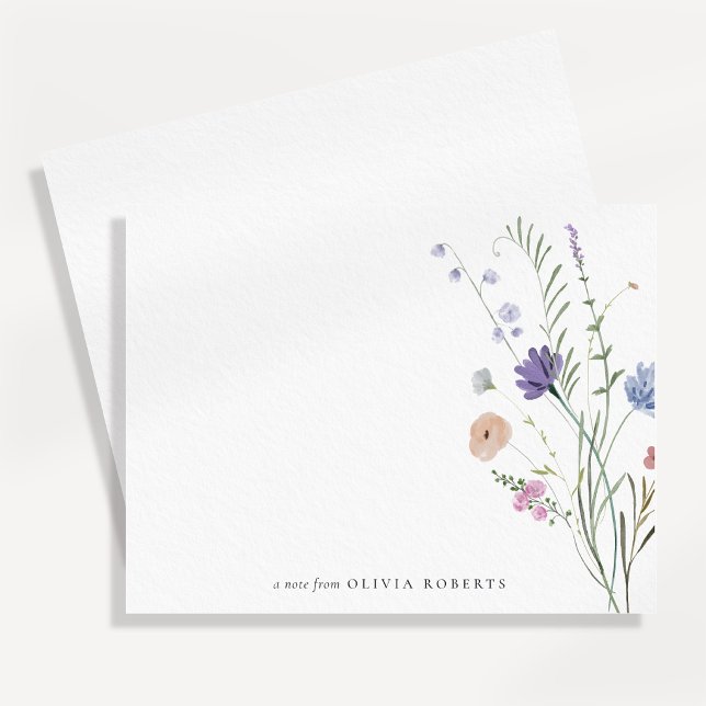 Watercolor Wildflower Corner Note Card (Creator Uploaded)