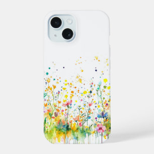 Watercolor Wildflower Cottage Garden Floral iPhone 15 Case
