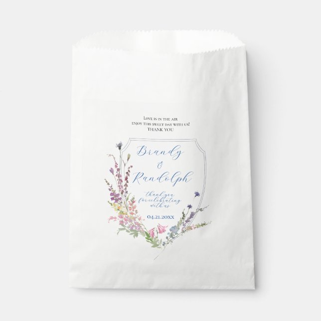 Watercolor Wildflower Crest Cube Favour Bags (Front)