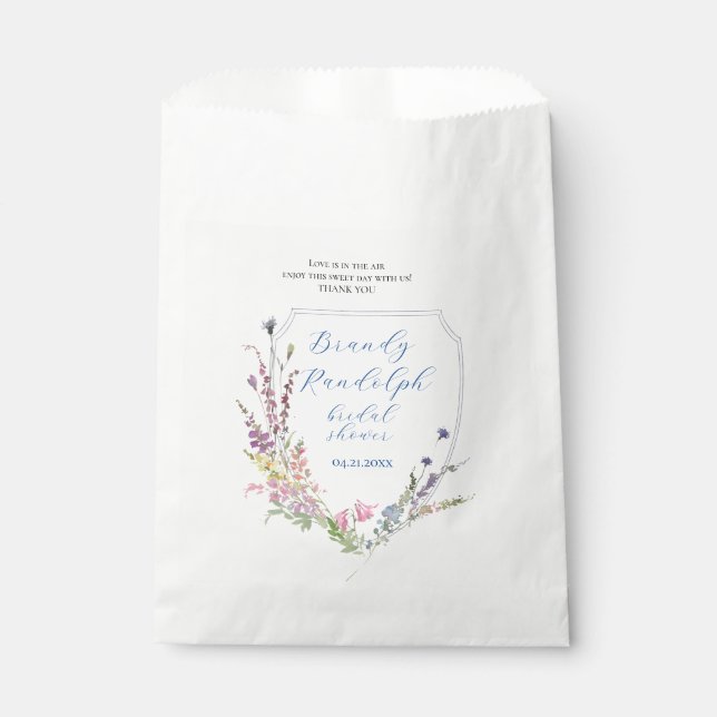 Watercolor Wildflower Crest Cube Favour Bags (Front)